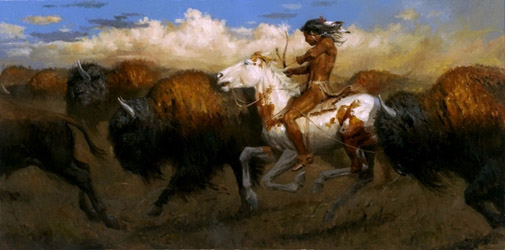 Loinclothed hobby; Obr�zek dne - the picture od the day - �awa rel - Andy Thomas - indian is hunting bisons