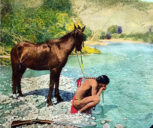 Loinclothed hobby; Obr�zek dne - the picture od the day - �awa rel - Apache warrior on the Rio Navajo, Arizona