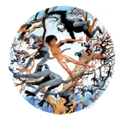 Loinclothed hobby; Obr�zek dne - the picture od the day - �awa rel - Art: Pierre Joubert -  Mowgli et les singes 