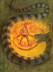 Loinclothed hobby; Obr�zek dne - the picture od the day - �awa rel -  Hero with the Horned Snakes (Cherokee)