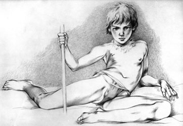 Loinclothed hobby; Obr�zek dne - the picture od the day - �awa rel -  Boys in art - pencil, 2/3 loinclothed  