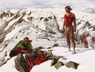 Loinclothed hobby; Obr�zek dne - the picture od the day - �awa rel -  (probably) Aztecs in the frozen mountains  