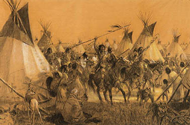 Loinclothed hobby; Obr�zek dne - the picture od the day - �awa rel -  Tom Lovell, Comanche war party returning 