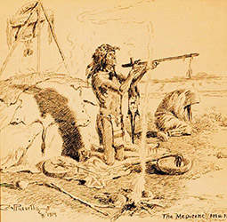 Loinclothed hobby; Obr�zek dne - the picture od the day - �awa rel - Charles Marion Russell, The Medicine man, 1909 