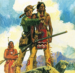 Loinclothed hobby; Obr�zek dne - the picture od the day - �awa rel -  Davy Crockett and a young Indian hunter 
