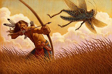 Loinclothed hobby; Obr�zek dne - the picture od the day - �awa rel -  Grasshopper Hunter, Greg Newbold  