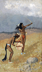 Loinclothed hobby; Obr�zek dne - the picture od the day - �awa rel - Frederic Remington, The Thunder-Fighters Would take Their Bows and Arrows, Their Guns, Their Magic Drum, 1892   