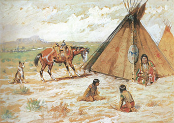Loinclothed hobby; Obr�zek dne - the picture od the day - �awa rel -  Charles Marion Russell, Joy of Life 