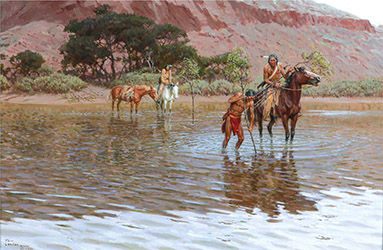 Loinclothed hobby; Obr�zek dne - the picture od the day - �awa rel - Tom Lovell, Marking the Crossing, 1991 