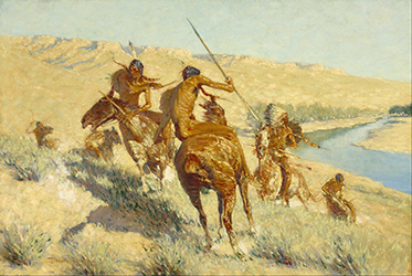 Loinclothed hobby; Obr�zek dne - the picture od the day - �awa rel - Frederic Remington - Episode of the Buffalo Gun, 1909   