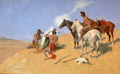 Loinclothed hobby; Obr�zek dne - the picture od the day - �awa rel - Frederic Remington - The Smoke Signal, 1905    