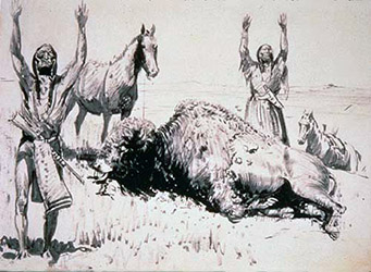 Loinclothed hobby; Obr�zek dne - the picture od the day - �awa rel - Edward Borein, After the Kill