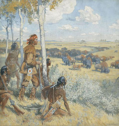 Loinclothed hobby; Obr�zek dne - the picture od the day - �awa rel -  Kelsey aper�oit les bisons,  Charles William Jefferys, 1927 