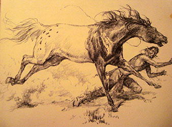 Loinclothed hobby; Obr�zek dne - the picture od the day - �awa rel - Horse of two colors, ilustrace:  Lorence Bjorklund  