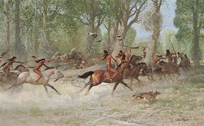Loinclothed hobby; Obr�zek dne - the picture od the day - �awa rel - John Ford Clymer, Defiance