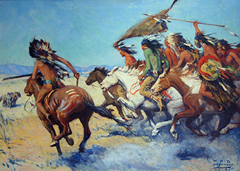 Loinclothed hobby; Obr�zek dne - the picture od the day - �awa rel - William Henry Dethlef Koerner, Arapahoe Attack, 1934