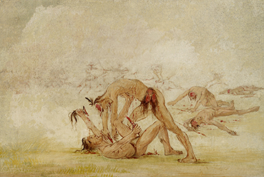 Loinclothed hobby; Obr�zek dne - the picture od the day - �awa rel - George Catlin, Mandan Scalping an Enemy