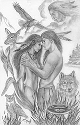 Loinclothed hobby; Obr�zek dne - the picture od the day - �awa rel - Pat Hart, Cherokee Tale of Man's Creation 
