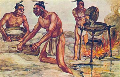 Loinclothed hobby; Obr�zek dne - the picture od the day - �awa rel - Postcard of Native American Indians in Hot Springs, Postcard courtesy of Donna Smith 