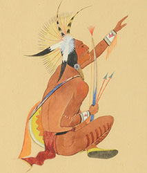 Loinclothed hobby; Obr�zek dne - the picture od the day - �awa rel - Stephen Mopope, seated warrior