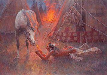 Loinclothed hobby; Obr�zek dne - the picture od the day - �awa rel - Roy Andersen, Cutting the Piegan Pony