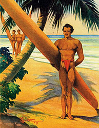 Loinclothed hobby; Obr�zek dne - the picture od the day - �awa rel - H. B. Christian, Hawaii Surfers with Longboards, 1942