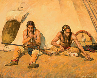 Loinclothed hobby; Obr�zek dne - the picture od the day - �awa rel - Frank Hagel, Pipes in the Morning Sun, 1993 