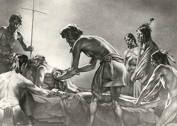 Loinclothed hobby; Obr�zek dne - the picture od the day - �awa rel - Tom Lea, The First Recorded Surgical Operation in North America; Cabeza de Vaca, 1535, 1965 Chinese ink