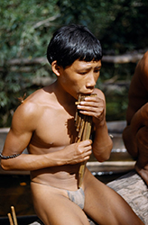 Loinclothed hobby; Obr�zek dne - the picture od the day - �awa rel - Eye Ubiquitous, Tukano Tribe Boy playing the carizu<