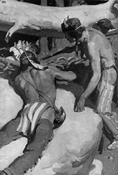 Loinclothed hobby; Obr�zek dne - the picture od the day - �awa rel - Art of Jerome Rozen, The sacred otter  bow case, Boys Life magazine, �ervenec 1935,  651 � 964 pix <