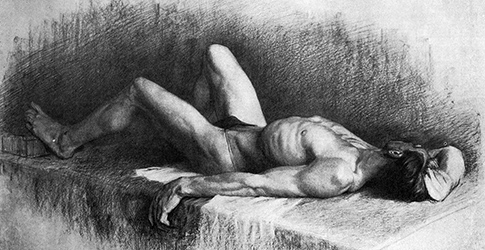 Loinclothed hobby; Obr�zek dne - the picture od the day - �awa rel - Drawing In The High Art School, loinclothed nude art<