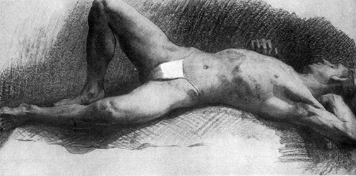 Loinclothed hobby; Obr�zek dne - the picture od the day - �awa rel - Drawing In The High Art School, loinclothed nude art <