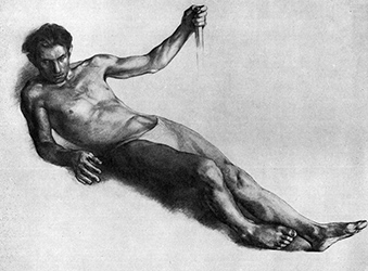 Loinclothed hobby; Obr�zek dne - the picture od the day - �awa rel - Drawing In The High Art School, loinclothed nude art <