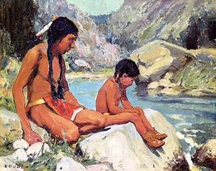 Loinclothed hobby; Obr�zek dne - the picture od the day - �awa rel - E. Irving Couse,  A Quiet Day <