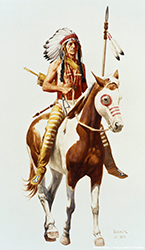 Loinclothed hobby; Obr�zek dne - the picture od the day - �awa rel - Stanley Borack, Native American on Horseback Holding A Spear