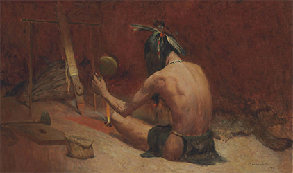 Loinclothed hobby; Obr�zekdne - the picture od the day - �awa rel - Am�d�e Joullin, Offering the pipe to thunder
