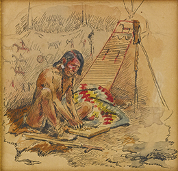 Loinclothed hobby; Obr�zek dne - the picture od the day - �awa rel - Charles Marion Russell, Indian Preparing a Pipe 