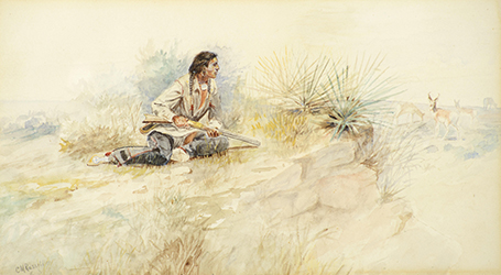 Loinclothed hobby; Obr�zek dne - the picture od the day - �awa rel - Charles M. Russell, Antelope Hunt, 1895