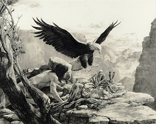 Loinclothed hobby; Obr�zek dne - the picture od the day - �awa rel -  Robert Lietz, Boy and Eagle