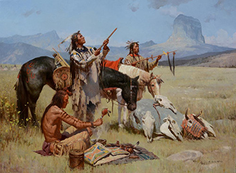 Loinclothed hobby; Obr�zek dne - the picture od the day - �awa rel -  Henry Farny, Swapping Lies