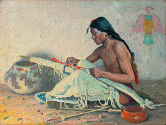 Loinclothed hobby; Obr�zek dne - the picture od the day - �awa rel -  Eanger Irving Couse, The Quiver Maker