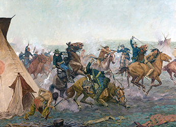 Loinclothed hobby; Obr�zek dne - the picture od the day - �awa rel - Charles Schreyvogel, Early Dawn Attack 
