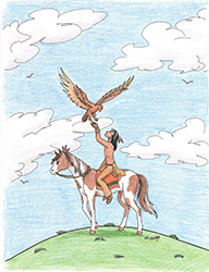 Loinclothed hobby; Obr�zek dne - the picture od the day - �awa rel - Indian boy on his horse, eagle
