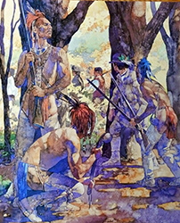 Loinclothed hobby; Obr�zek dne - the picture od the day - �awa rel -Greg Harlin, Iroquois Indians and a British Ranger prepare to attack the colonial militia