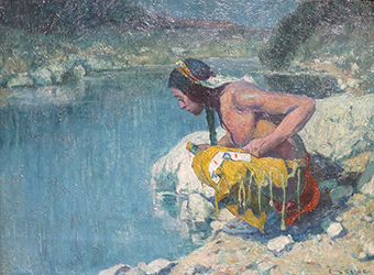 Loinclothed hobby; Obr�zek dne - the picture od the day - �awa rel - Eanger Irving Couse, Indian at Sacred Lake