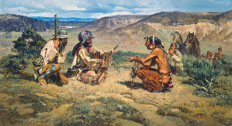 Loinclothed hobby; Obr�zek dne - the picture od the day - �awa rel - Roy Grinnell - Trading the Northwest Gun