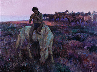 Loinclothed hobby; Obr�zek dne - the picture od the day - �awa rel - Kenneth Riley, The Herd Watcher, 1985