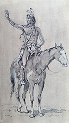Loinclothed hobby; Obr�zek dne - the picture od the day - �awa rel - Native American Indian - ink painting paper