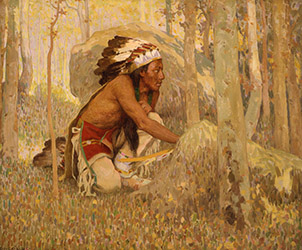 Loinclothed hobby; Obr�zek dne - the picture od the day - �awa rel - Eanger Irving Couse, Hunter in the Aspens