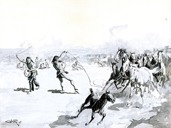 Loinclothed hobby; Obr�zek dne - the picture od the day - �awa rel - Charles Marion Russell, A Strenuous Matinee